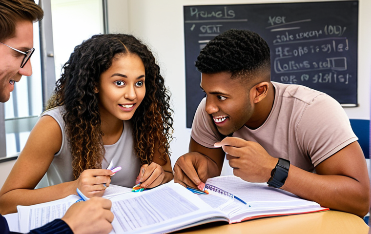 **A vibrant online community forum filled with diverse individuals collaboratively studying for a Business English exam. They are sharing notes, asking questions, and offering encouragement, symbolizing the power of online resources and peer support in exam preparation.**